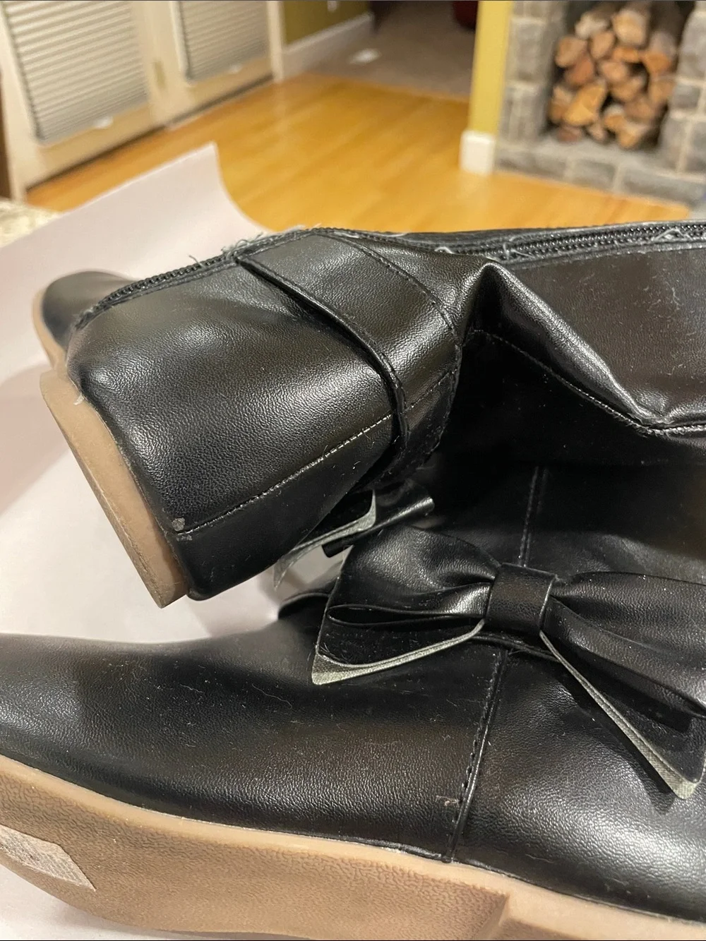 Gymboree Black Girls Tall Faux-Leather Boots with Side Bow